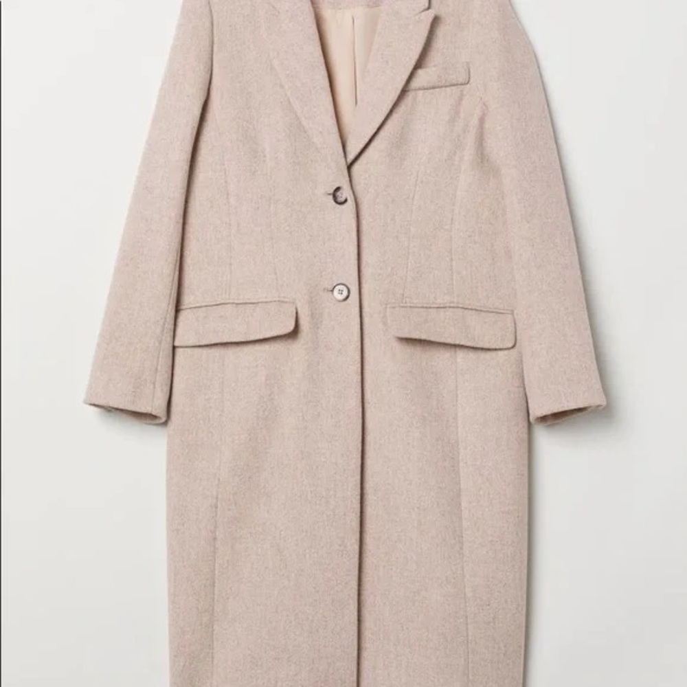 H&M Wool Blend Coat Dusty Pink Grey - Picture 3 of 14